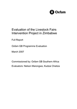 Evaluation of the Livestock Fairs Intervention Project in Zimbabwe