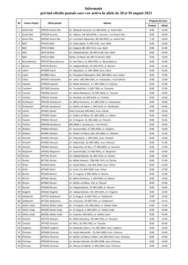 Informație Privind Oficiile Poștale Care Vor Activa În Zilele De 28 Și 30 August 2021