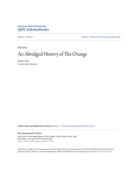 An Abridged History of the Orange Robert Aho San Jose State University