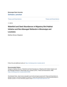 Waterbird and Seed Abundances in Migratory Bird Habitat Initiative and Non-Managed Wetlands in Mississippi and Louisiana