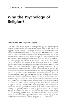 Why the Psychology of Religion? 1