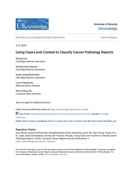 Using Case-Level Context to Classify Cancer Pathology Reports