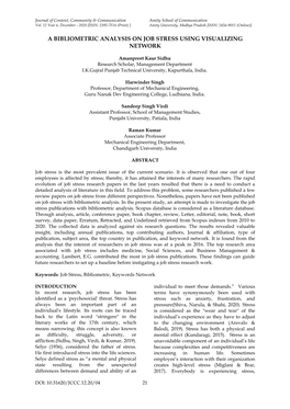 A Bibliometric Analysis on Job Stress Using Visualizing Network