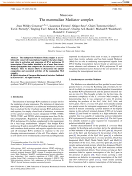 The Mammalian Mediator Complex