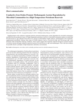 Short Communication Conductive Iron Oxides Promote Methanogenic Acetate Degradation by Microbial Communities in a High-Temperature Petroleum Reservoir