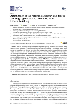 Optimization of the Polishing Efficiency and Torque by Using