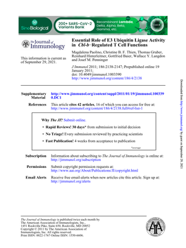 Cbl-B in Essential Role of E3 Ubiquitin Ligase Activity