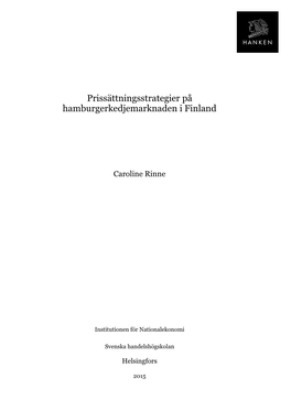 Prissättningsstrategier På Hamburgerkedjemarknaden I Finland