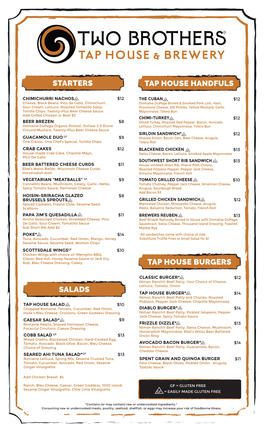 Tap House AZ Menu