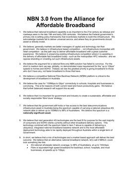 NBN 3.0 from the Alliance for Affordable Broadband