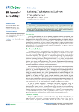 Refining Techniques in Eyebrow Transplantation