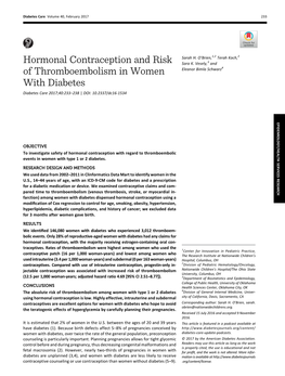 Hormonal Contraception and Risk of Thromboembolism in Women With