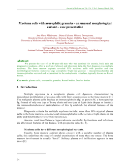 Myeloma Cells with Asurophilic Granules - an Unusual Morphological Variant – Case Presentation