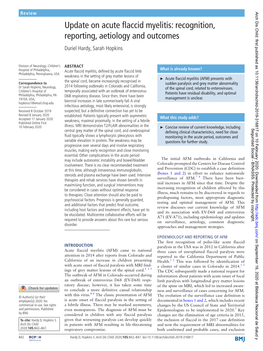 Update on Acute Flaccid Myelitis: Recognition, Reporting, Aetiology and Outcomes Duriel Hardy, Sarah Hopkins