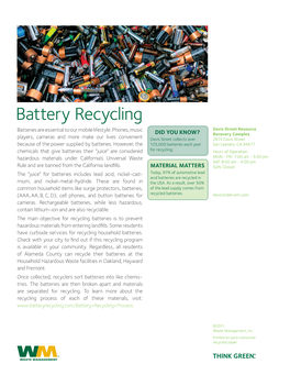 Battery Recycling Batteries Are Essential to Our Mobile Lifestyle