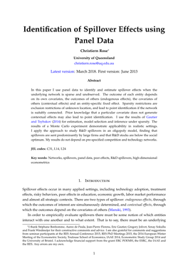 Identification of Spillover Effects Using Panel Data