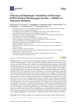 Clinical and Haplotypic Variability of Slovenian USH2A Patients Homozygous for the C