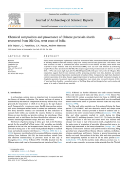 Chemical Composition and Provenance of Chinese Porcelain Shards 0$5