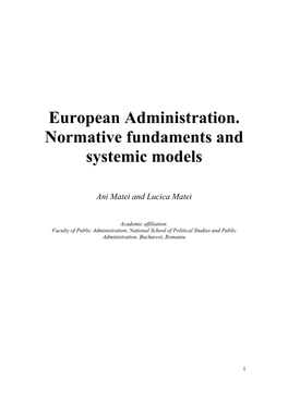 European Administration. Normative Fundaments and Systemic Models