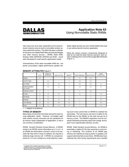 Application Note 63 Using Nonvolatile Static Rams