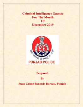 Criminal Intelligence Gazette for the Month of December 2019