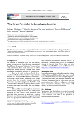 Wind Power Potential of the Central Asian Countries.Pdf