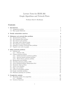 Lecture Notes for IEOR 266: Graph Algorithms and Network Flows