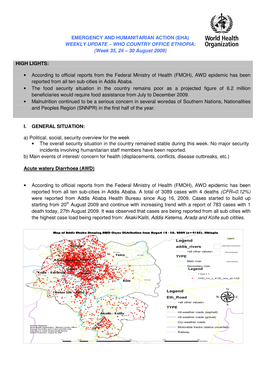 WHO COUNTRY OFFICE ETHIOPIA: (Week 35, 24 – 30 August 2009)