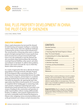 Rail Plus Property Development in China: the Pilot Case of Shenzhen