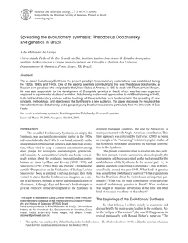 Spreading the Evolutionary Synthesis: Theodosius Dobzhansky and Genetics in Brazil