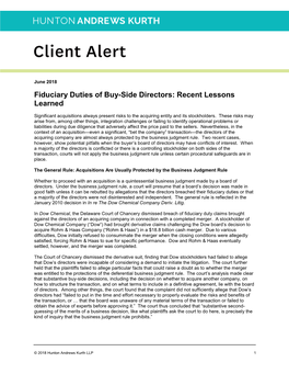 Fiduciary Duties of Buy-Side Directors: Recent Lessons Learned