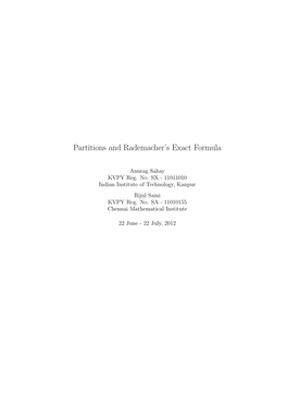 Partitions and Rademacher's Exact Formula