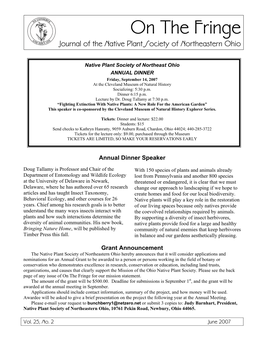 On the Fringe Journal of the Native Plant Society of Northeastern Ohio