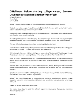 Before Starting College Career, Broncos' Devontae Jackson Had