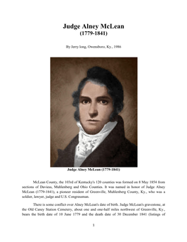 Judge Alney Mclean (1779-1841)