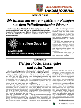 LANDESJOURNAL Wir Trauern Um Unseren Getöteten Kollegen