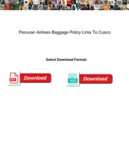 Peruvian Airlines Baggage Policy Lima to Cusco