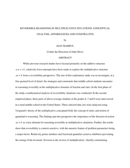 Reversible Reasoning in Multiplicative Situations: Conceptual