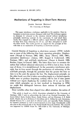 Mechanisms of Forgetting in Short-Term Memory