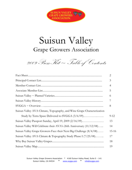 2009 Press Kit Suisun Valley Grape Growers