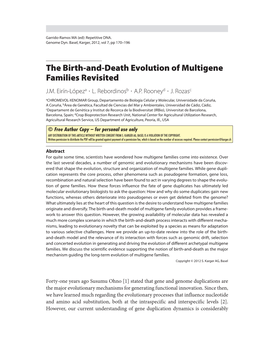 The Birth- And- Death Evolution of Multigene Families Revisited J.M