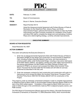 DATE: February 13, 2008 TO: Board of Commissioners FROM: Bruce A. Warner, Executive Director SUBJECT: Report Number 08-19 Adopt