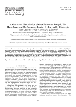 Amino Acids Identification of Over Fermented Tempeh, The