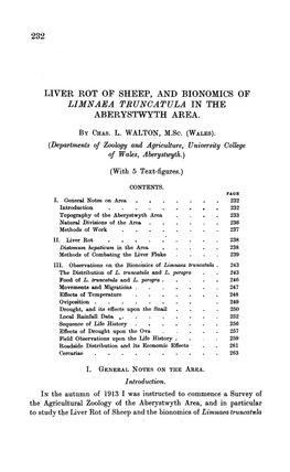 Liver Rot of Sheep, and Bionomics of Limnaea Truncatula in The