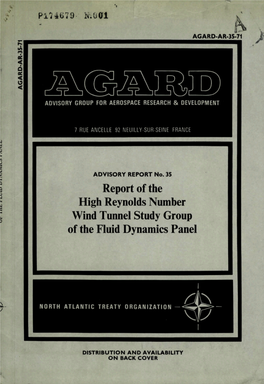 Report of the High Reynolds Number Wind Tunnel Study Group of the Fluid Dynamics Panel