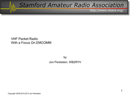 VHF Packet Radio with a Focus on EMCOMM