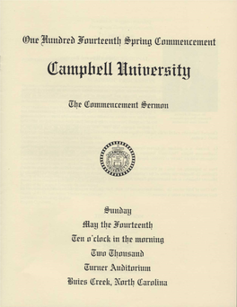 2000 Commencement Sermon