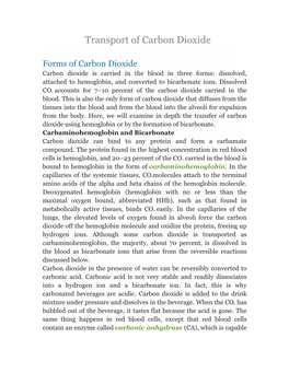 Transport of Carbon Dioxide