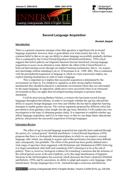 Second Language Acquisition