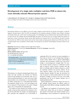 Development of a Single Tube Multiplex Real-Time PCR to Detect the Most Clinically Relevant Mucormycetes Species